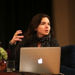 Nayda Collazo-Llorens gesturing with hand while asking a question